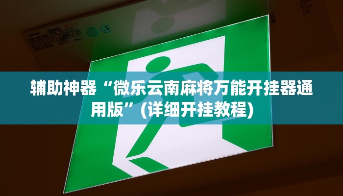 辅助神器“微乐云南麻将万能开挂器通用版”(详细开挂教程)