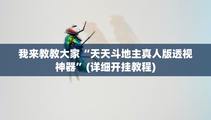 我来教教大家“天天斗地主真人版透视神器”(详细开挂教程)
