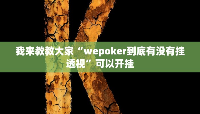 我来教教大家“wepoker到底有没有挂透视”可以开挂 我来教教大家“wepoker到底有没有挂透视”可以开挂