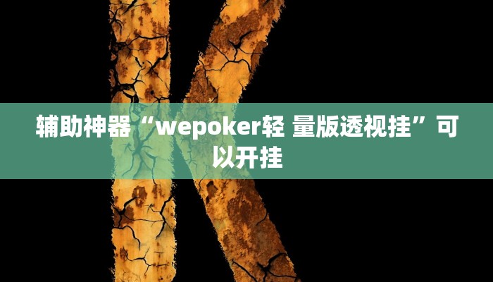 辅助神器“wepoker轻 量版透视挂”可以开挂