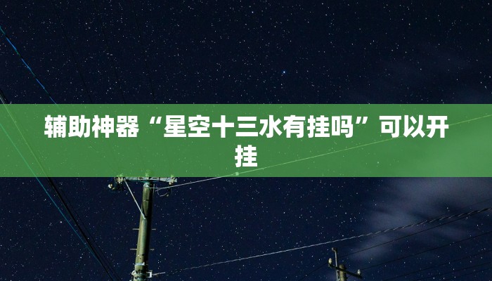 辅助神器“星空十三水有挂吗”可以开挂